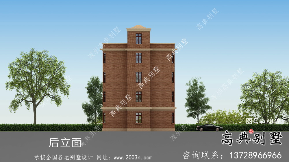 農村五層歐式別墅自建全套施工效果圖