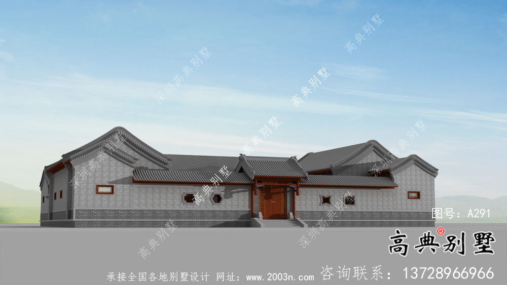 中式別墅，四合院新農(nóng)村建設(shè)別墅設(shè)計(jì)效果圖