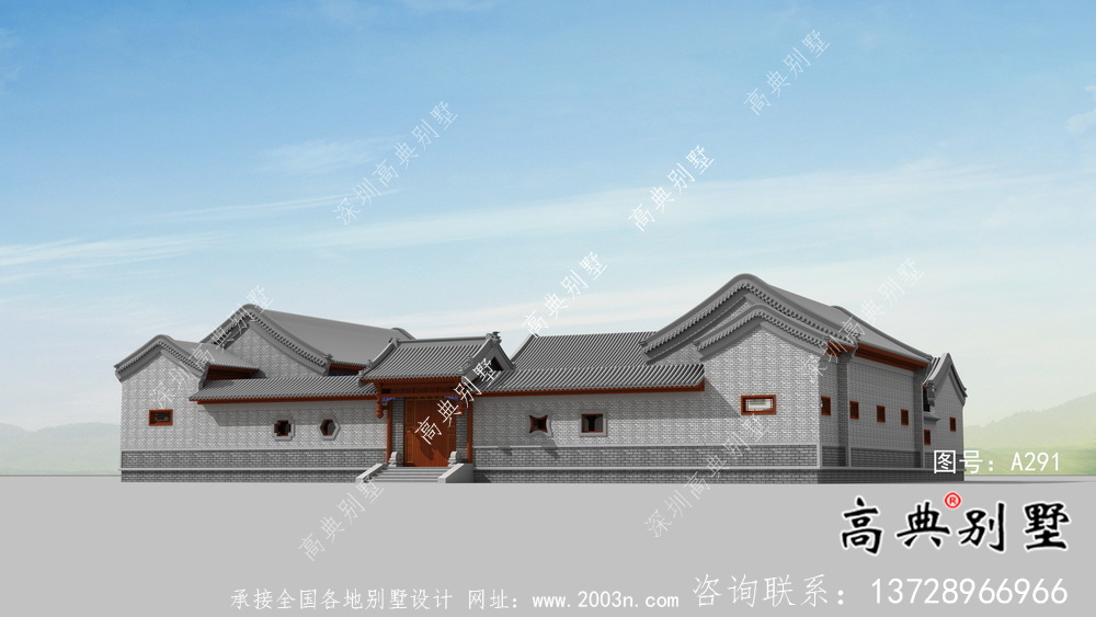 中式別墅，四合院新農(nóng)村建設(shè)別墅設(shè)計(jì)效果圖
