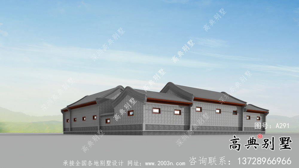中式別墅，四合院新農(nóng)村建設(shè)別墅設(shè)計(jì)效果圖
