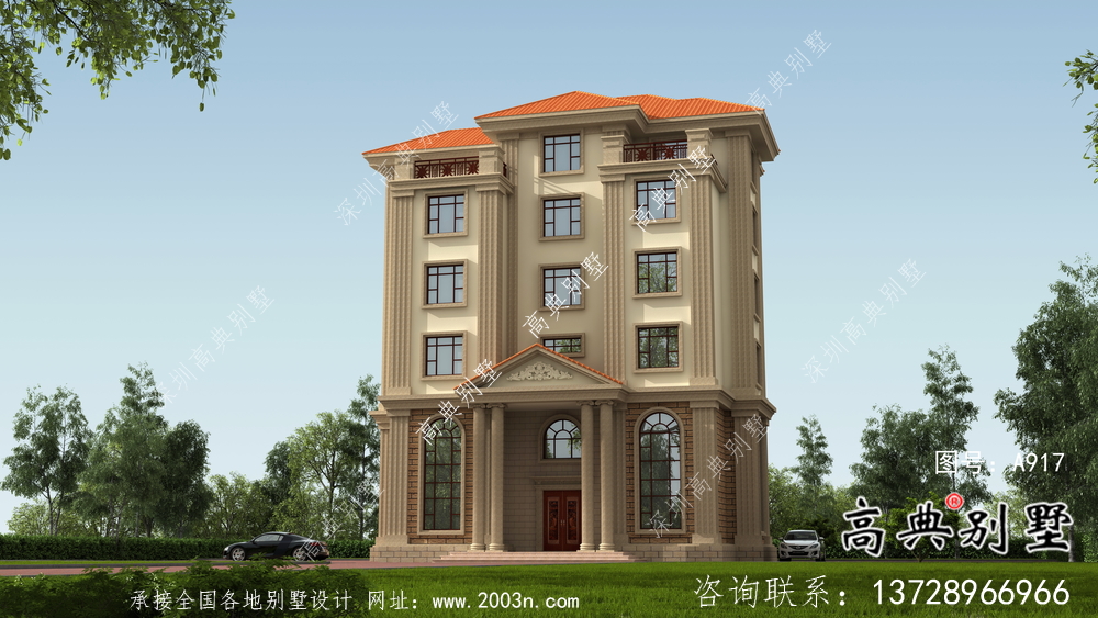 鄉村六層歐式別墅自建設計圖紙整套