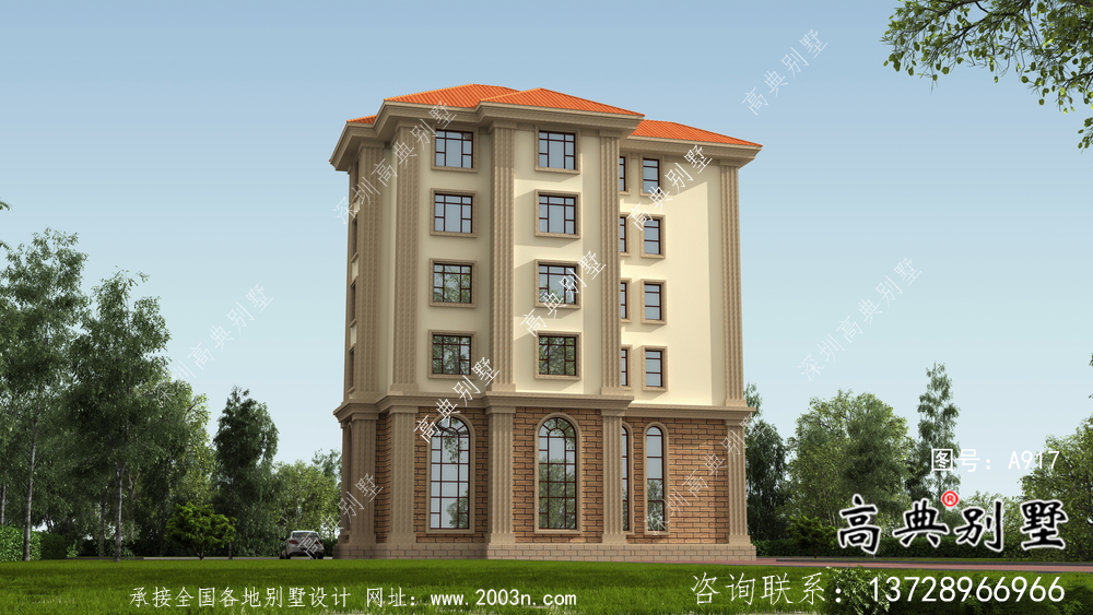鄉村六層歐式別墅自建設計圖紙整套