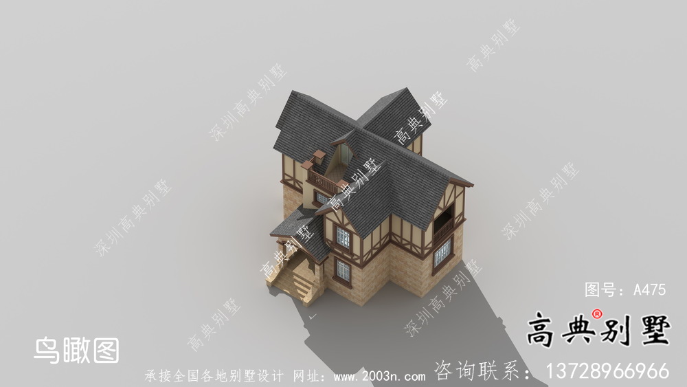 二層經典大氣的英式風格別墅設計圖紙
