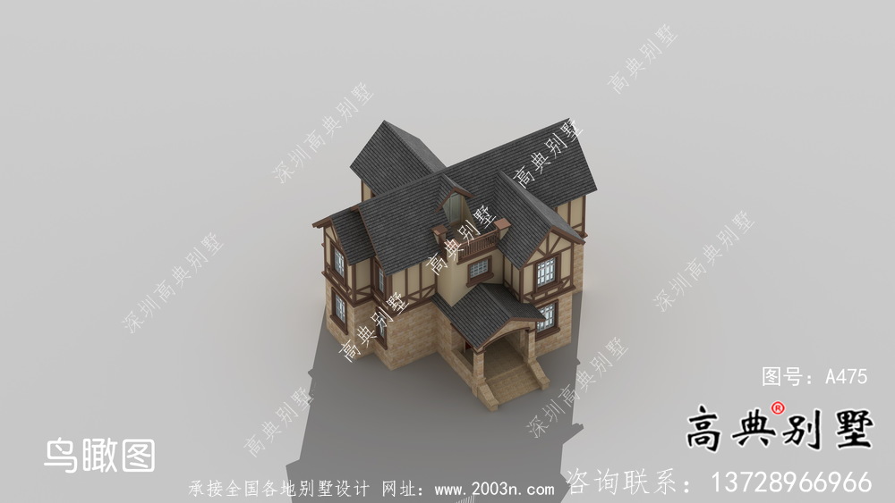 二層經典大氣的英式風格別墅設計圖紙