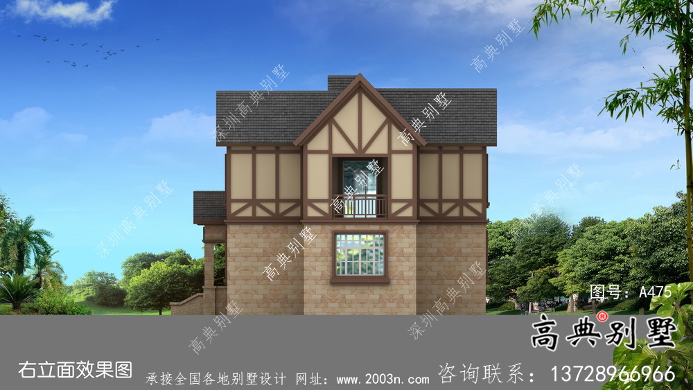 二層經典大氣的英式風格別墅設計圖紙