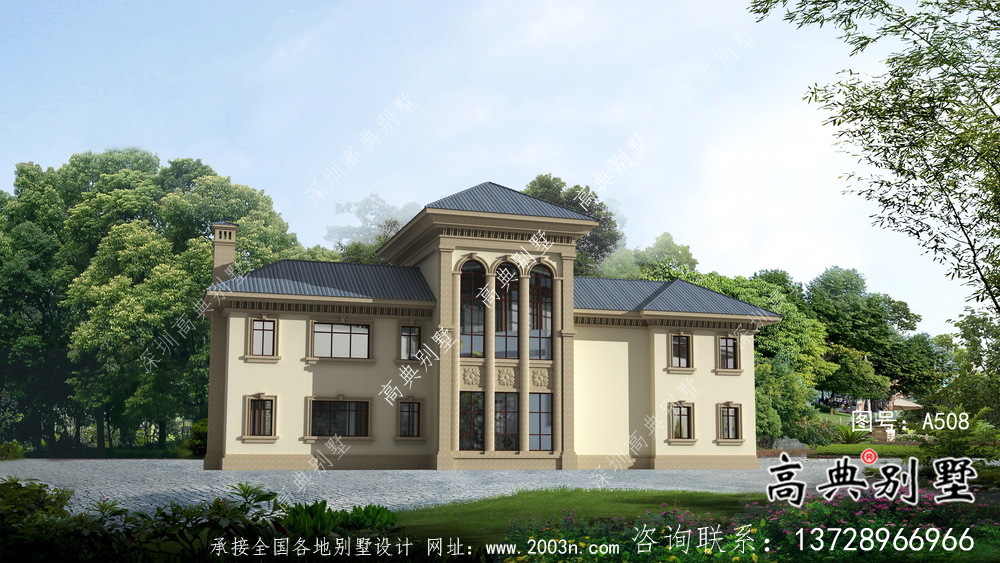 鄉間帶車庫的歐式風格別墅戶型設計圖