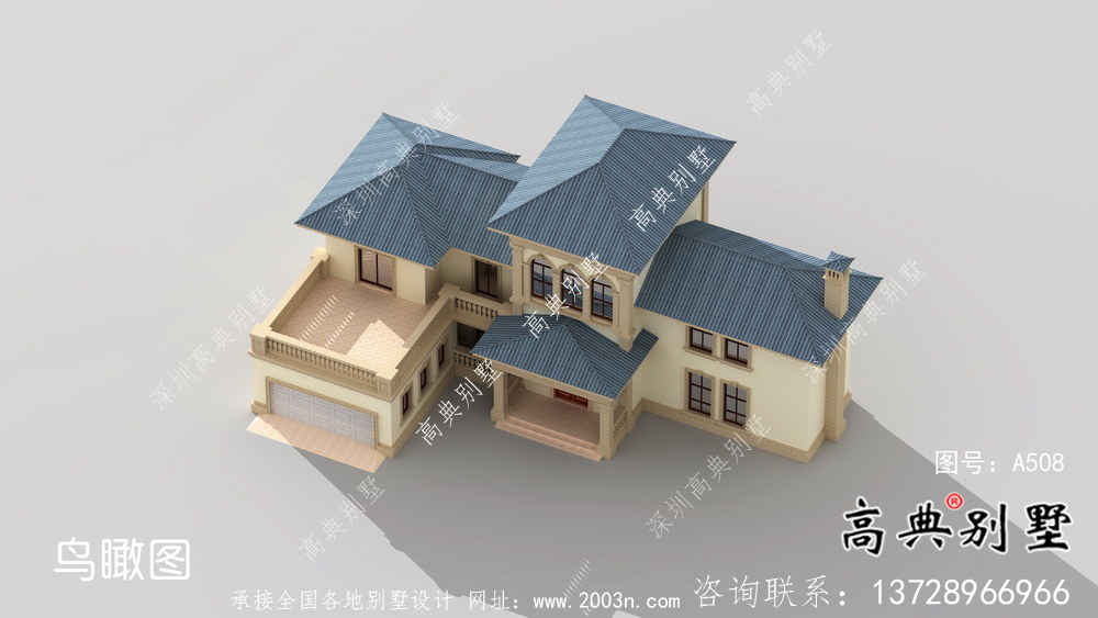 鄉間帶車庫的歐式風格別墅戶型設計圖
