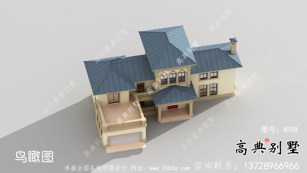 鄉間帶車庫的歐式風格別墅戶型設計圖