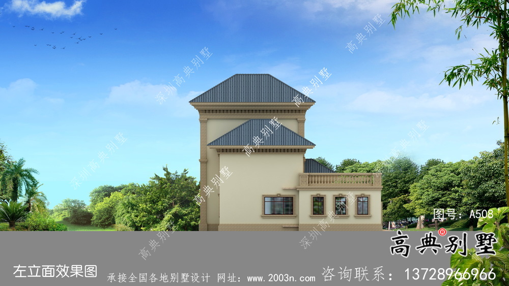 鄉間帶車庫的歐式風格別墅戶型設計圖