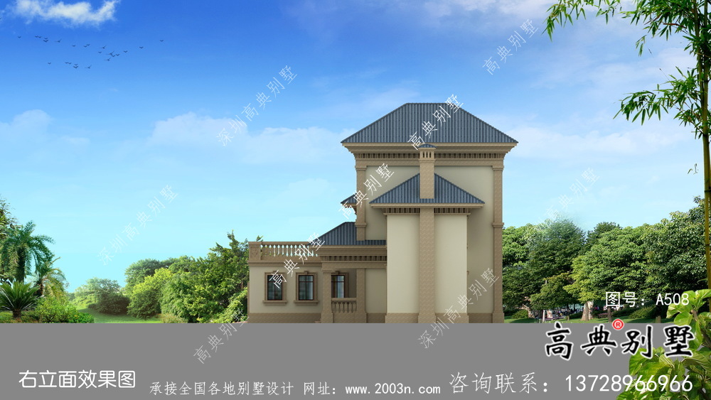 鄉間帶車庫的歐式風格別墅戶型設計圖