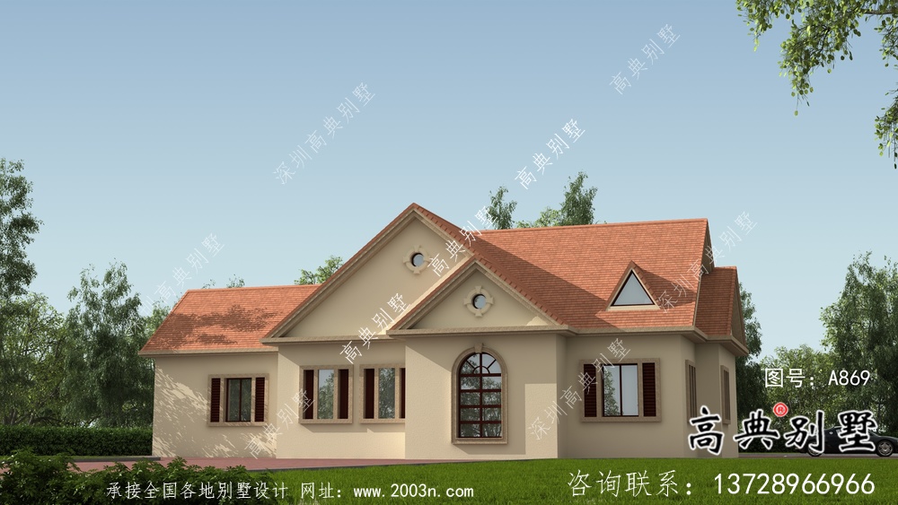 經典美式別墅戶型設計圖+效果圖