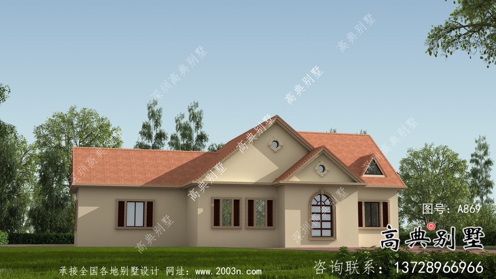 經典美式別墅戶型設計圖+效果圖