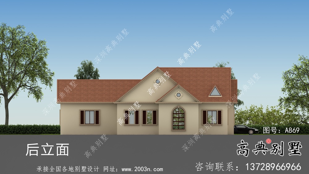 經典美式別墅戶型設計圖+效果圖