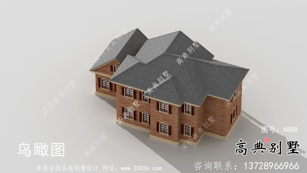美式風(fēng)格含車庫(kù)洋氣別墅設(shè)計(jì)圖（效果圖）