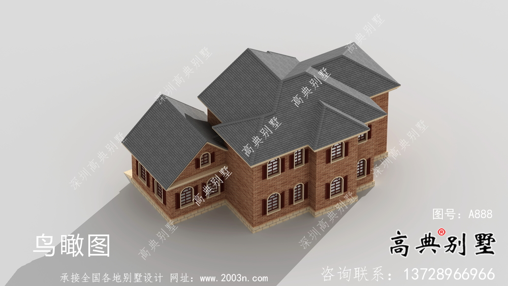 美式風(fēng)格含車庫(kù)洋氣別墅設(shè)計(jì)圖（效果圖）