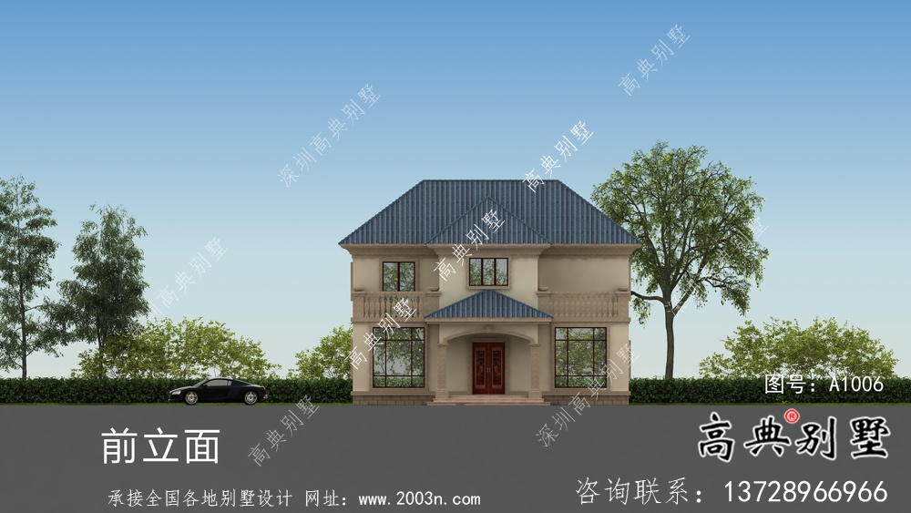 二層簡單歐式別墅設計圖紙及效果圖