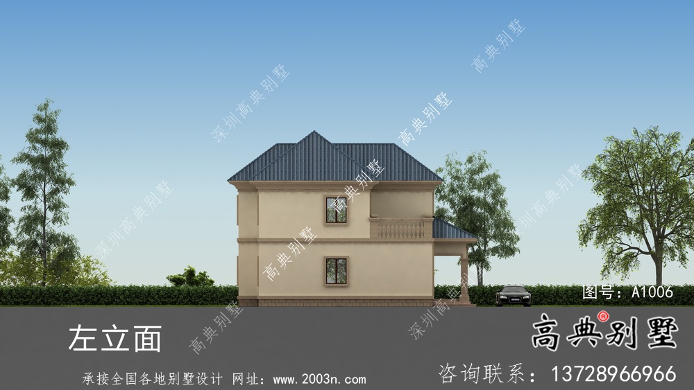 二層簡單歐式別墅設計圖紙及效果圖