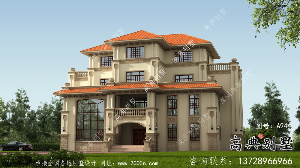 歐式風格別墅設計圖(包括效果圖+結構圖)