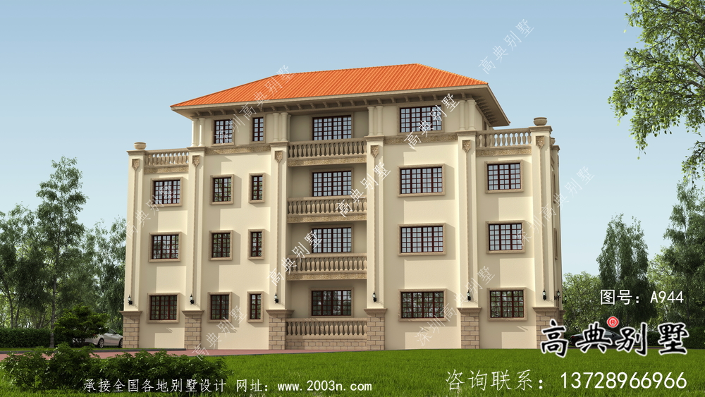 歐式風格別墅設計圖(包括效果圖+結構圖)