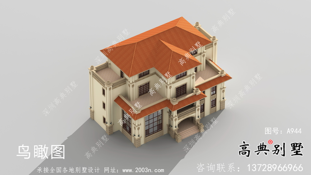 歐式風格別墅設計圖(包括效果圖+結構圖)