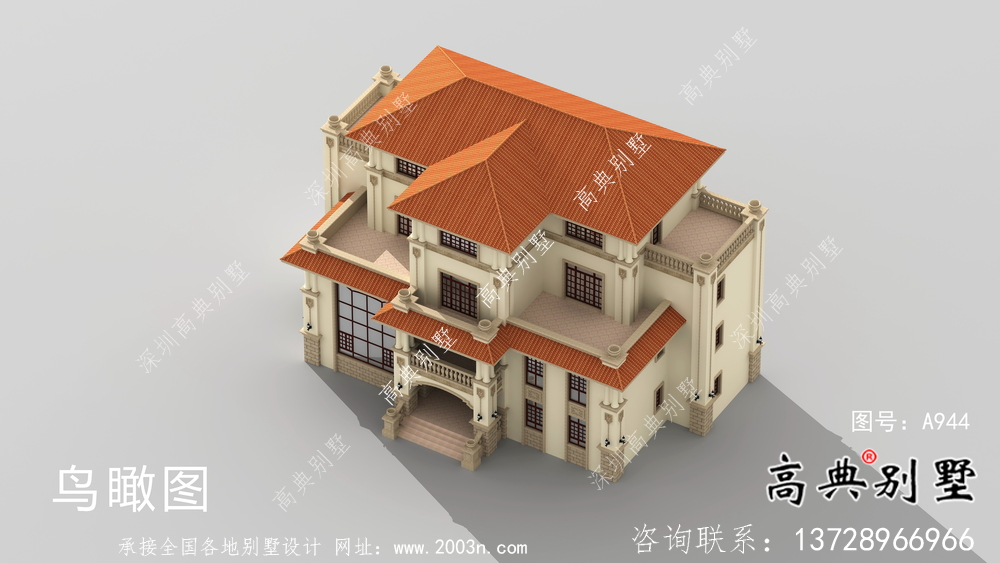 歐式風格別墅設計圖(包括效果圖+結構圖)