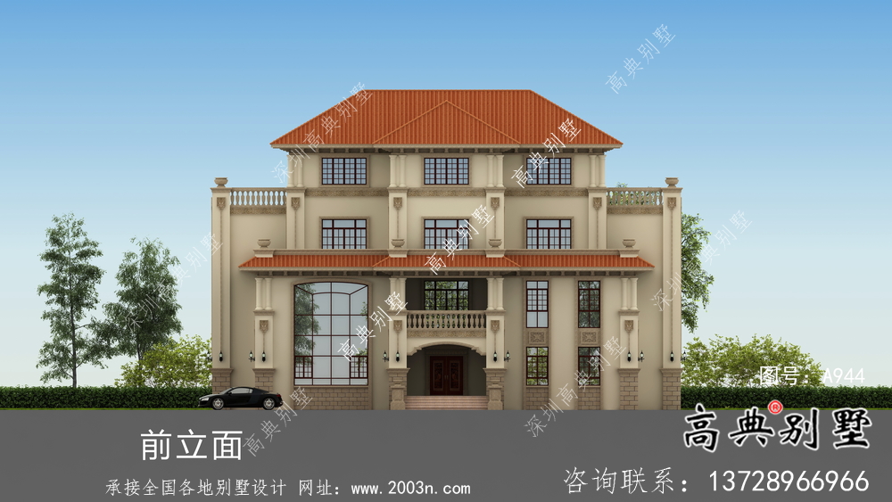 歐式風格別墅設計圖(包括效果圖+結構圖)