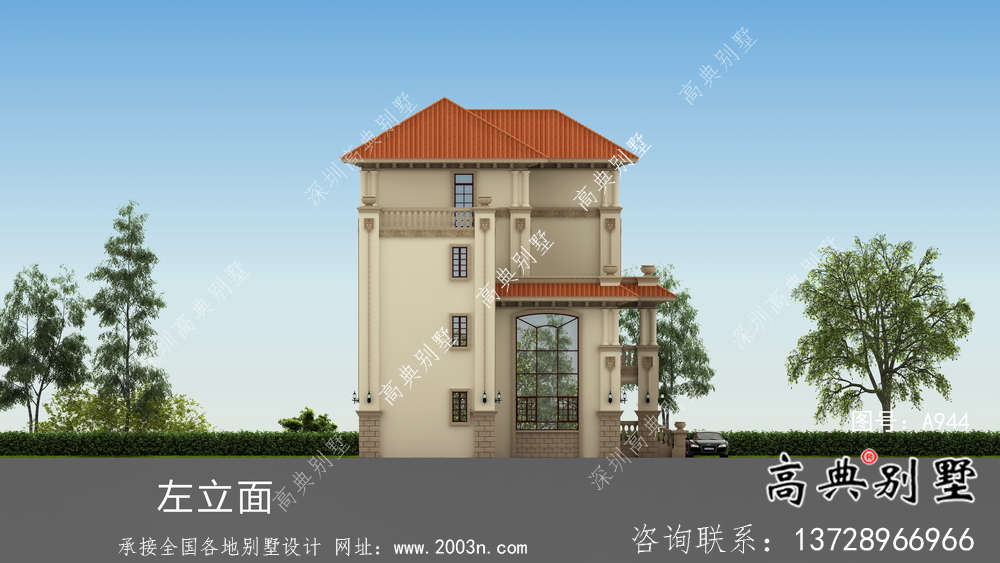 歐式風格別墅設計圖(包括效果圖+結構圖)