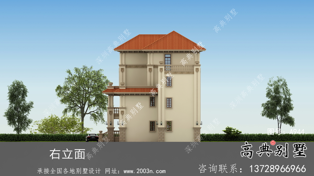 歐式風格別墅設計圖(包括效果圖+結構圖)