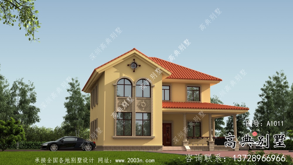農村二層歐式別墅建筑設計圖紙