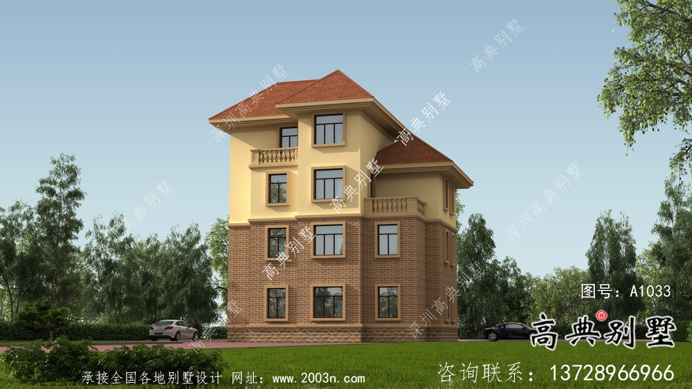 歐式風格簡單別墅設計布局圖+效果圖