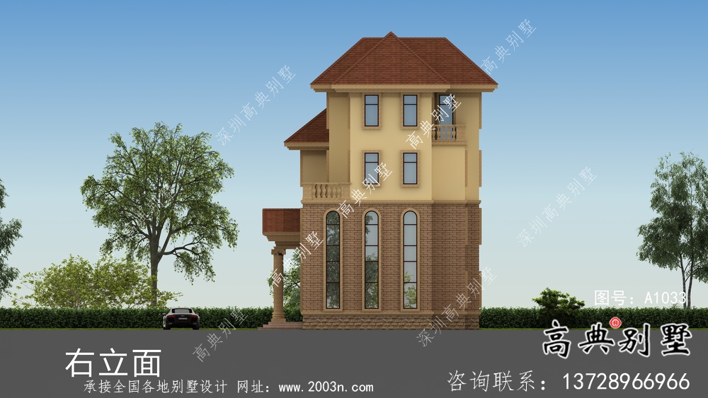 歐式風格簡單別墅設計布局圖+效果圖