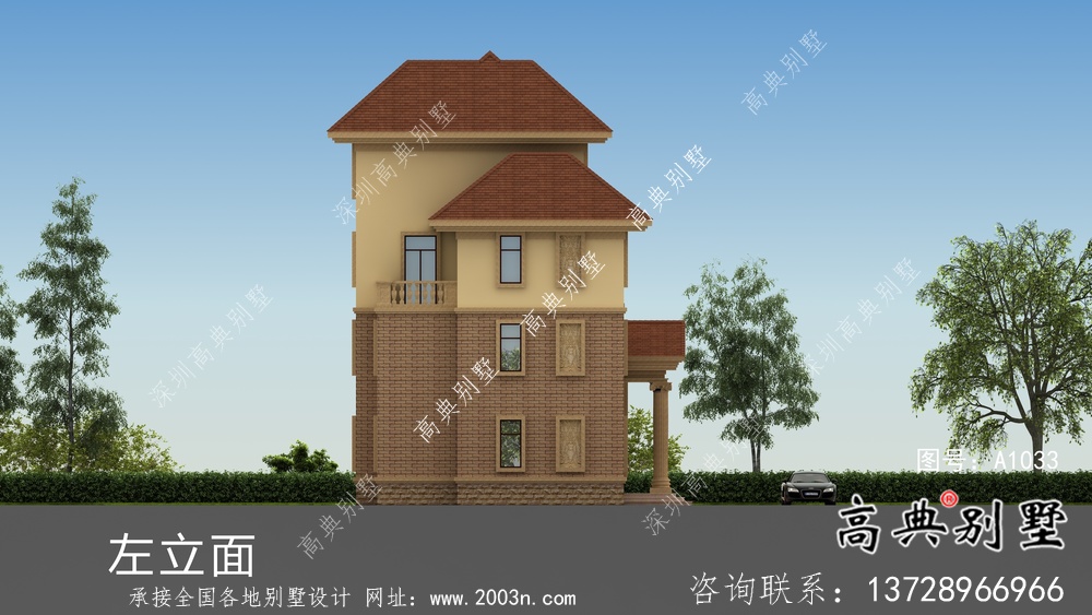 歐式風格簡單別墅設計布局圖+效果圖