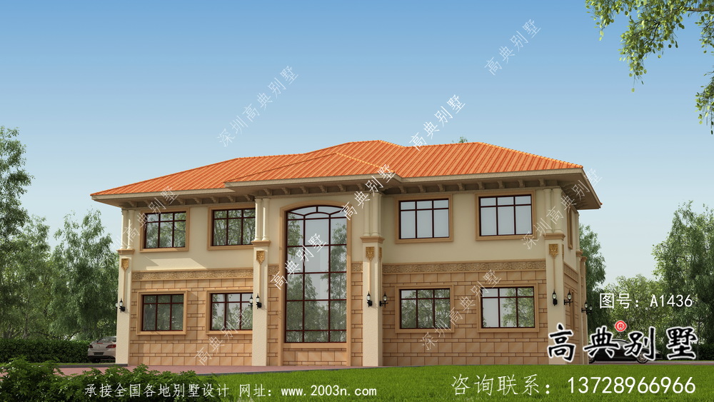 鄉村自建二層雙拼復式別墅設計工程圖紙