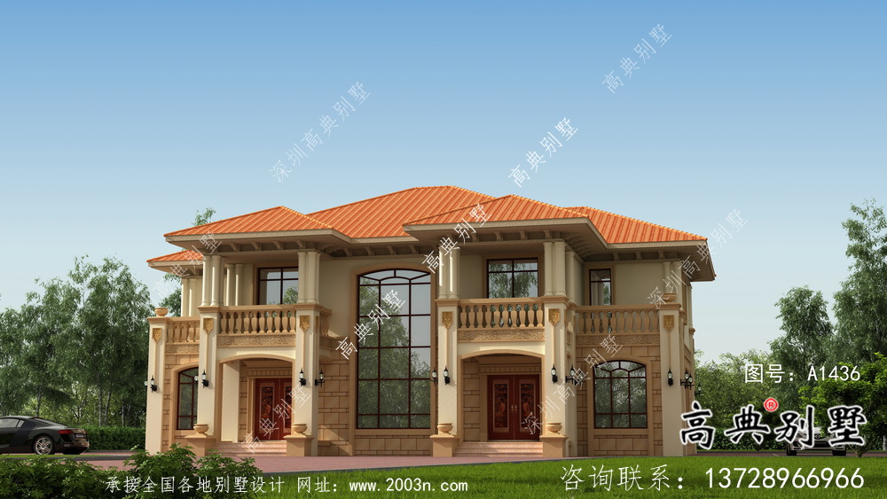 鄉村自建二層雙拼復式別墅設計工程圖紙