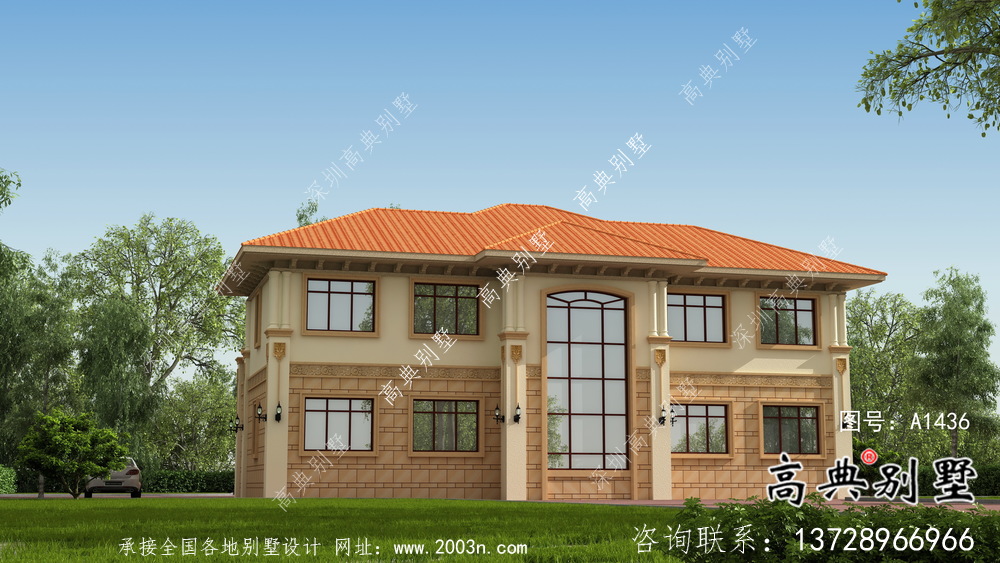 鄉村自建二層雙拼復式別墅設計工程圖紙