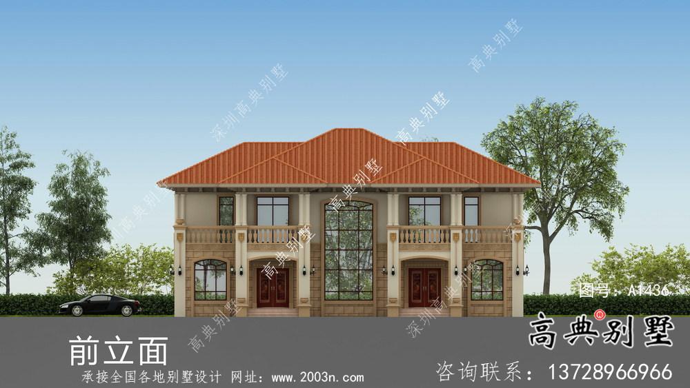 鄉村自建二層雙拼復式別墅設計工程圖紙