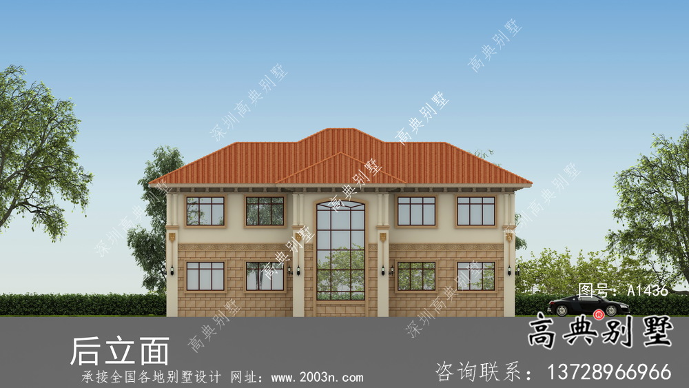 鄉村自建二層雙拼復式別墅設計工程圖紙