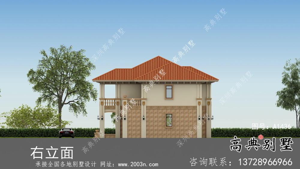 鄉村自建二層雙拼復式別墅設計工程圖紙