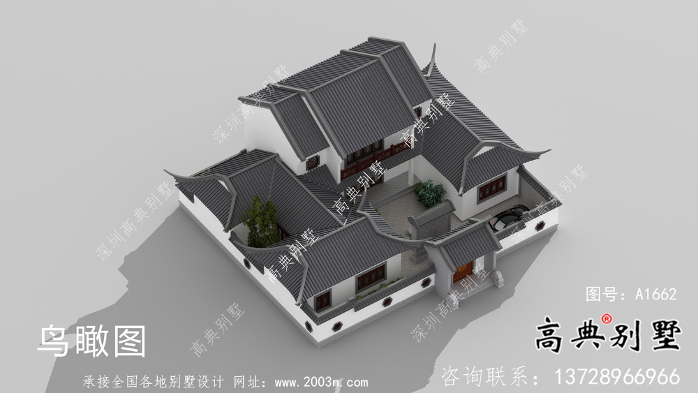 新中式二層鄉村別墅設計圖紙