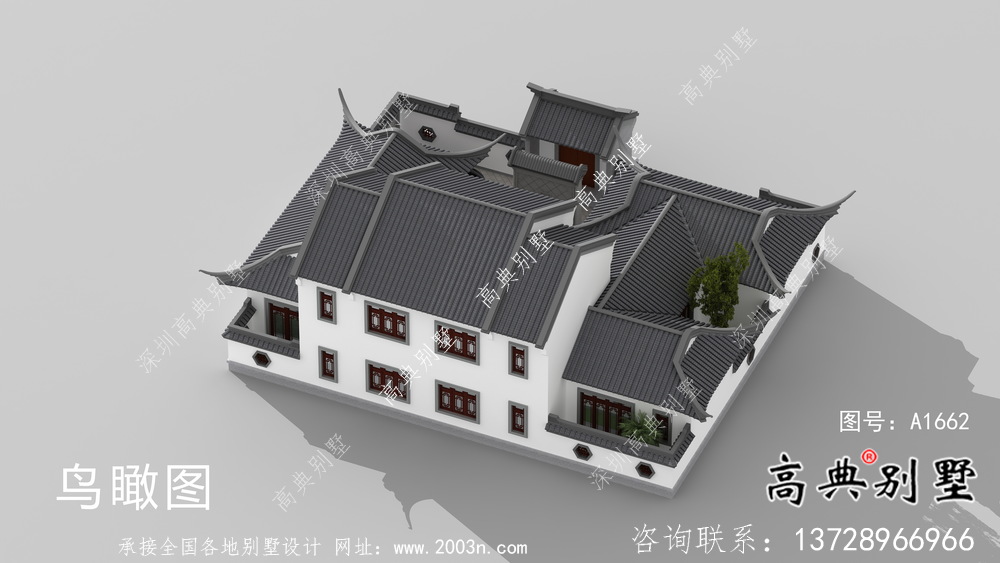 新中式二層鄉村別墅設計圖紙