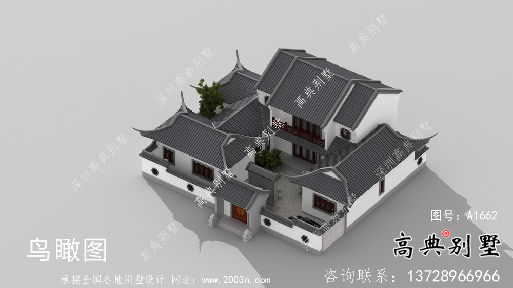 新中式二層鄉村別墅設計圖紙
