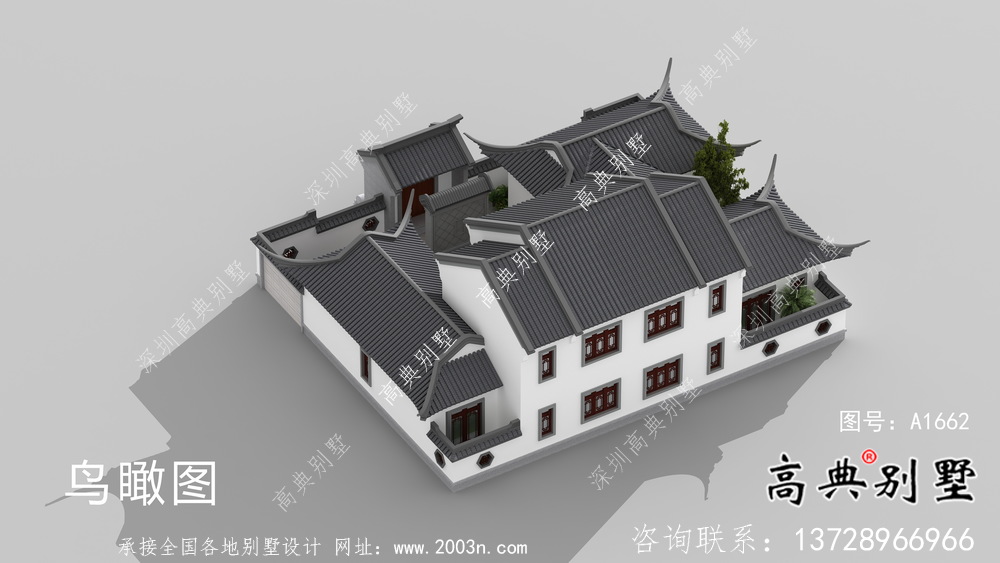 新中式二層鄉村別墅設計圖紙