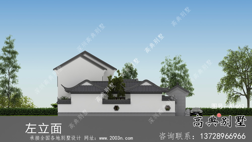 新中式二層鄉村別墅設計圖紙