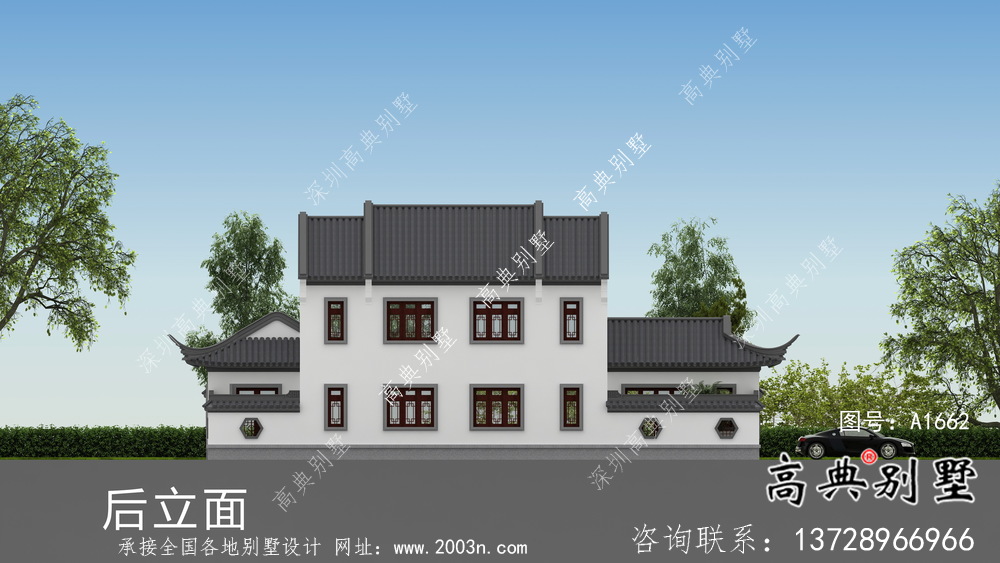 新中式二層鄉村別墅設計圖紙