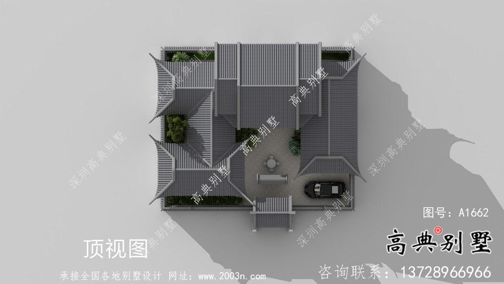 新中式二層鄉村別墅設計圖紙