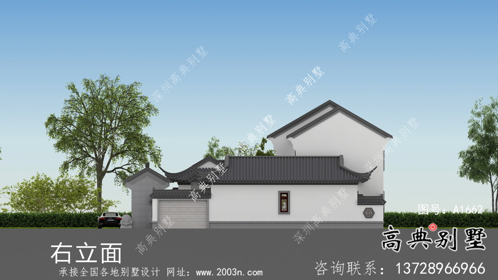 新中式二層鄉村別墅設計圖紙