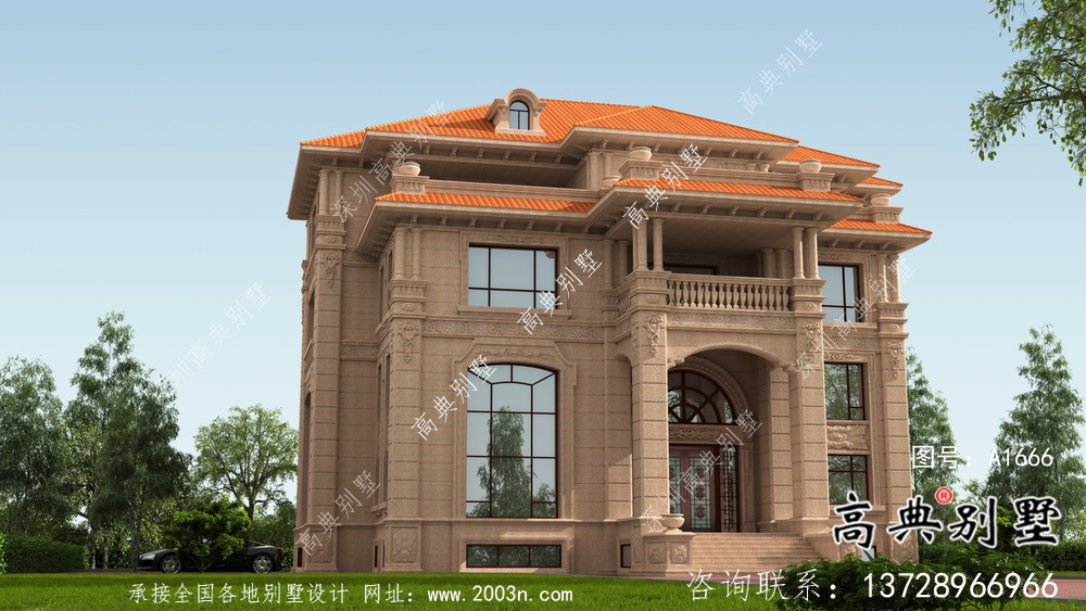 農村四層歐式自建別墅成套施工效果圖