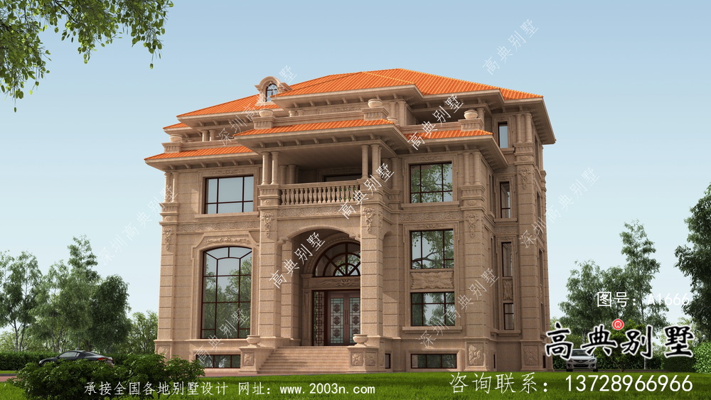 農村四層歐式自建別墅成套施工效果圖