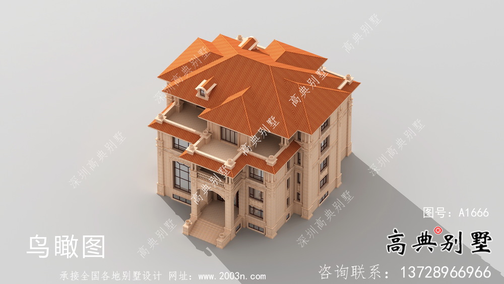 農村四層歐式自建別墅成套施工效果圖