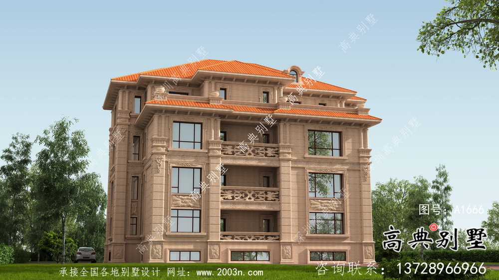 農村四層歐式自建別墅成套施工效果圖